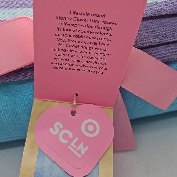 Stoney Clover Lane x Target Beach Towel Rainbow Embossed Blue With Purple/Stripe - Picture 3 of 5